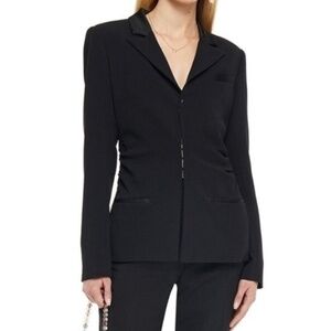 Jonathan Simkhai Satin‑Trim Ruched Crepe Jacket | Designer Blazer